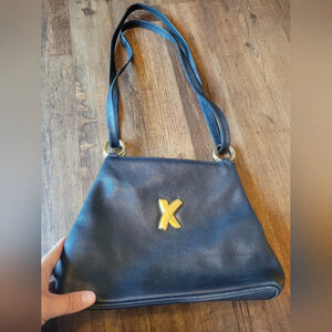 Paloma Picasso Blue and Gold Shoulder Bag